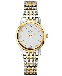 Bulova Women's Diamond Accent Two-Tone Stainless Steel Bracelet Watch 30mm 98P115