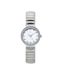 American Exchange Ladies Genuine Diamond Collection Shiny Silver Watch, 28mm