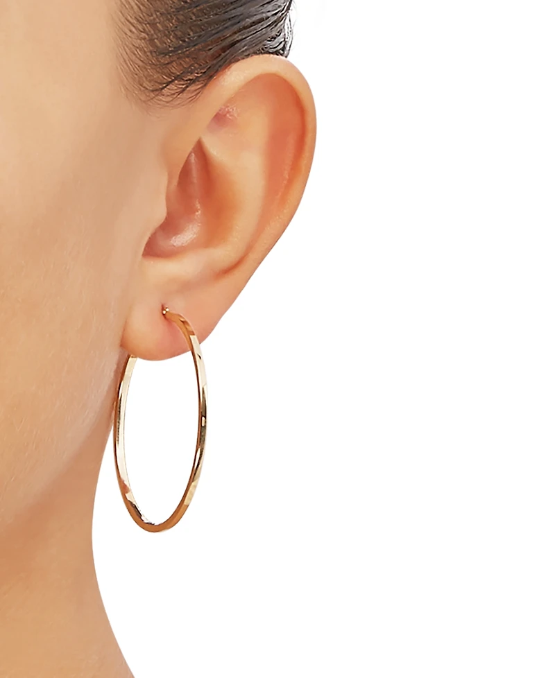 Medium Flat-Edge Hoop Earrings 10k Gold (Also White Gold), 1-1/2"