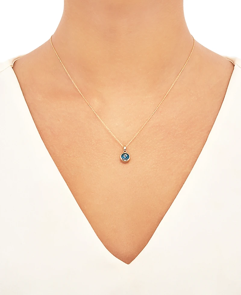 Enamel Evil-Eye 18" Pendant Necklace in 10k Gold