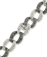 Marcasite and Crystal Pave Oval Interlocking 18" Necklace in Sterling Silver