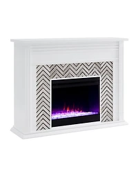 Southern Enterprises Elior Marble Tiled Color Changing Electric Fireplace