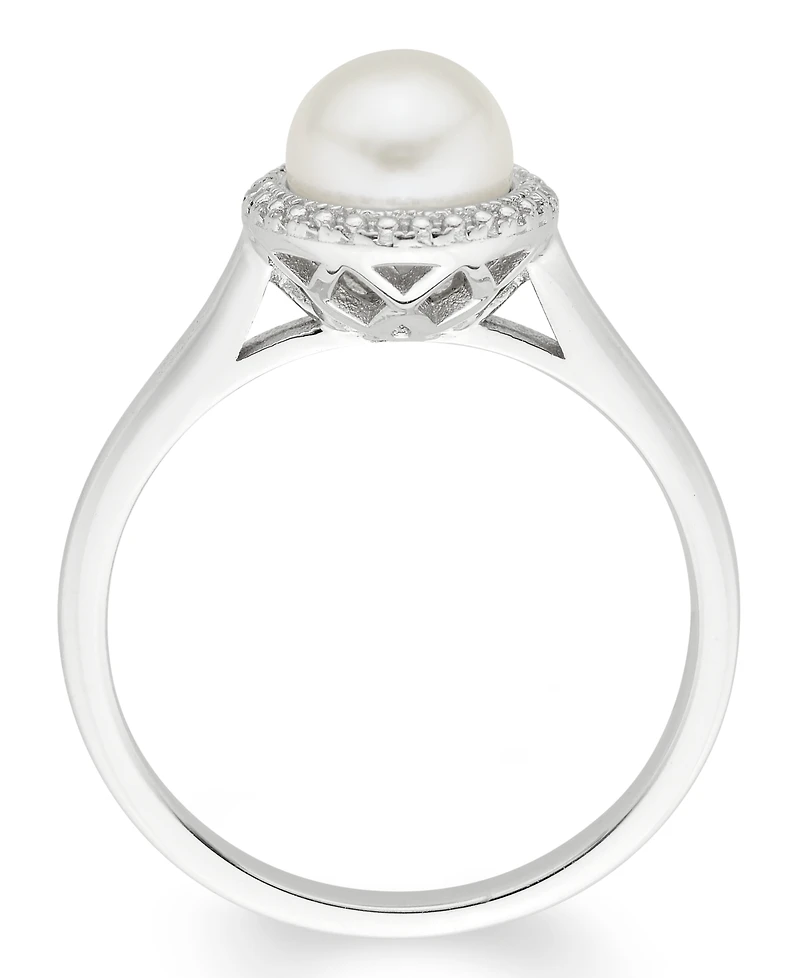 Cultured Freshwater Pearl (7 mm) Diamond Accent Ring in Sterling Silver