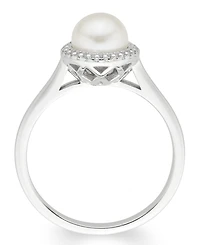 Cultured Freshwater Pearl (7 mm) Diamond Accent Ring in Sterling Silver