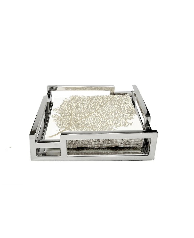 Classic Touch Square Mirror Napkin Holder with Layered Loop Design