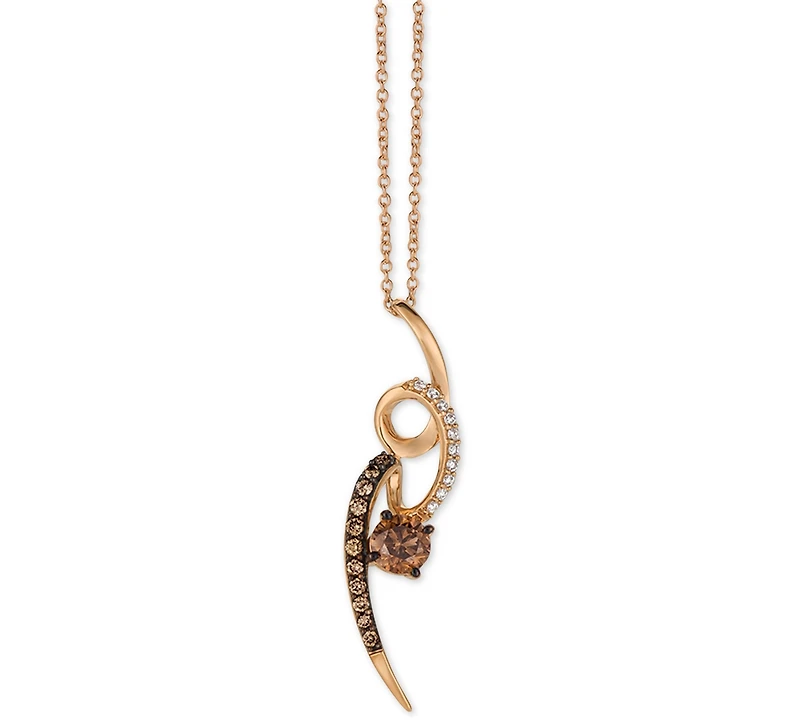 Le Vian Chocolatier Diamond Swirl 18" Pendant Necklace (5/8 ct. t.w.) in 14k Rose Gold