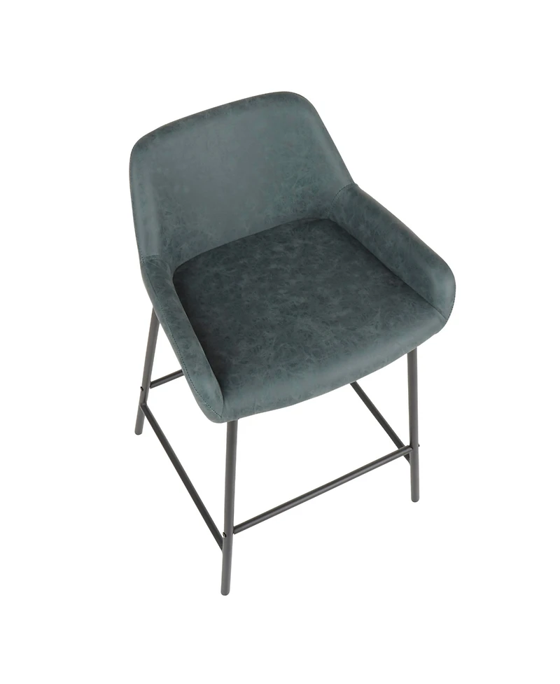 Daniella Industrial Counter Stool Black Metal and Espresso Faux Leather by Lumisource - Set Of 2