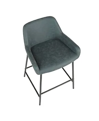 Daniella Industrial Counter Stool Black Metal and Espresso Faux Leather by Lumisource - Set Of 2