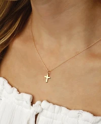 Flat Cross Necklace Set 14k Gold