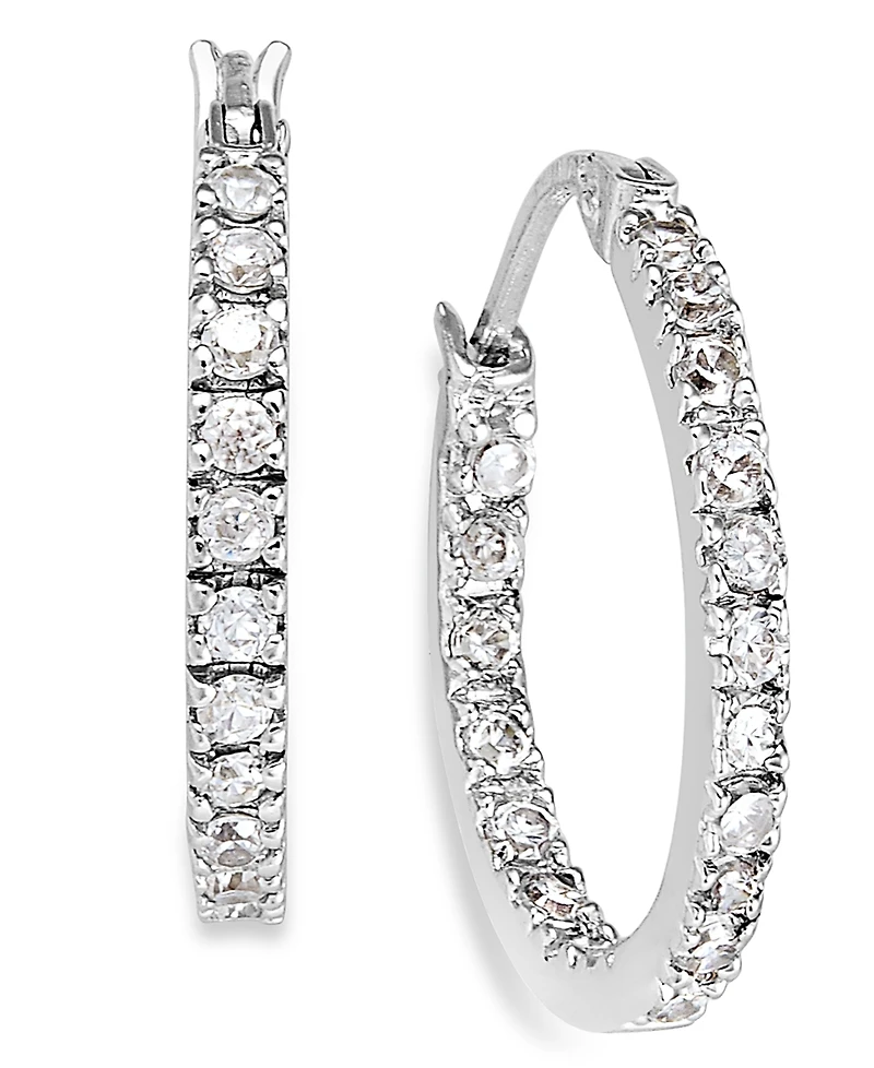 Giani Bernini Small Sterling Silver Earrings, Cubic Zirconia Hoop 0.6", (3/4 ct. t.w.)