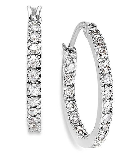 Giani Bernini Small Sterling Silver Earrings, Cubic Zirconia Hoop 0.6", (3/4 ct. t.w.)