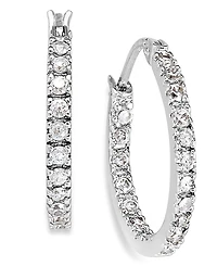 Giani Bernini Small Sterling Silver Earrings, Cubic Zirconia Hoop 0.6", (3/4 ct. t.w.)
