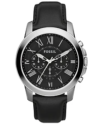 Fossil Men's Chronograph Grant Black Leather Strap Watch 44mm FS4812