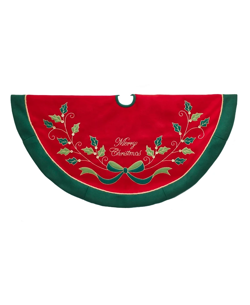 Kurt Adler 48-Inch Red and Green with Holly Tree Skirt