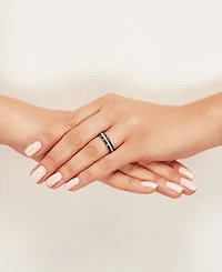 Black and White Diamond (3/4 ct. t.w.) band ring in Sterling Silver