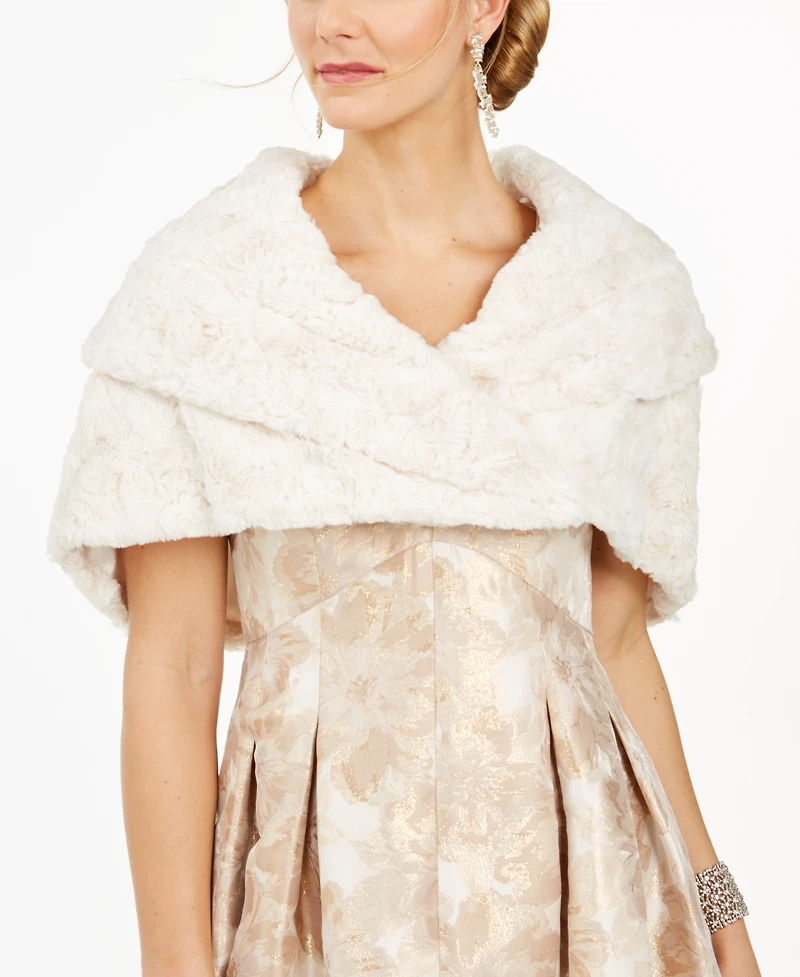 Eliza J Ivory Faux-Fur Shrug
