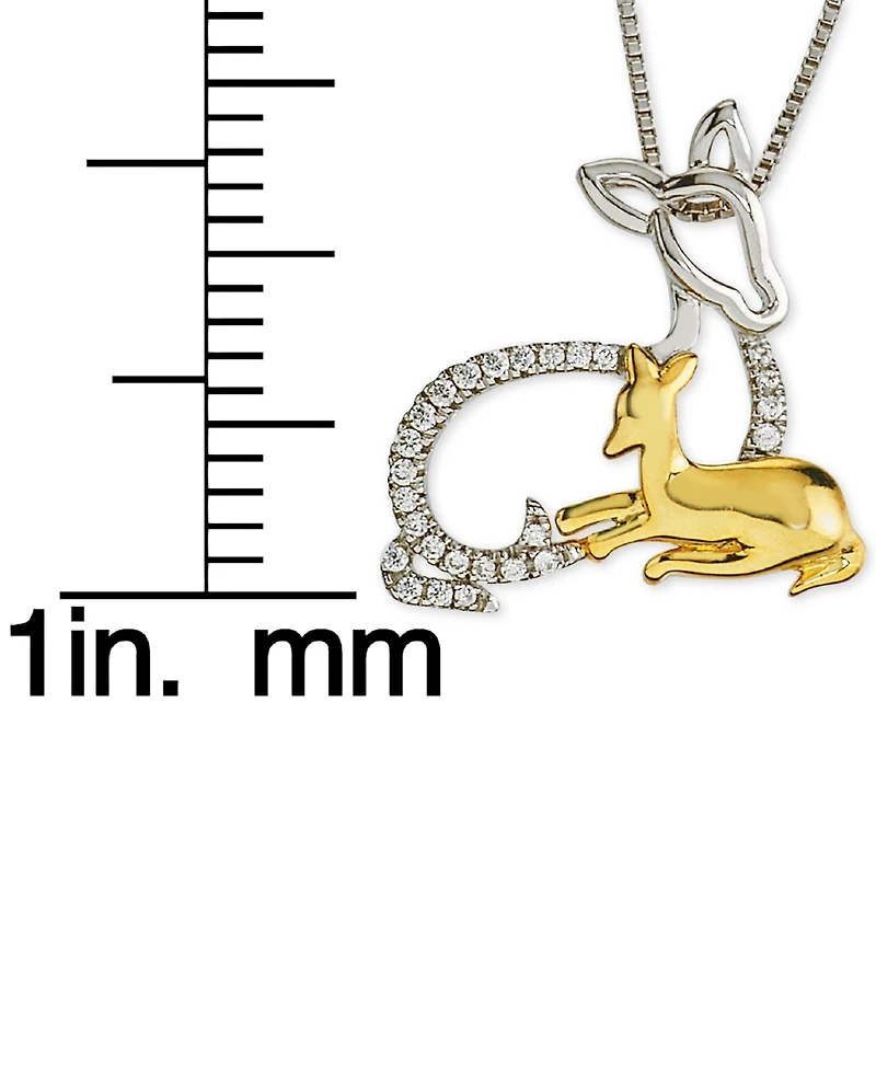 Diamond Dear Mother & Child 18" Pendant Necklace (1/10 ct. t.w.) in Sterling Silver & 10k Gold