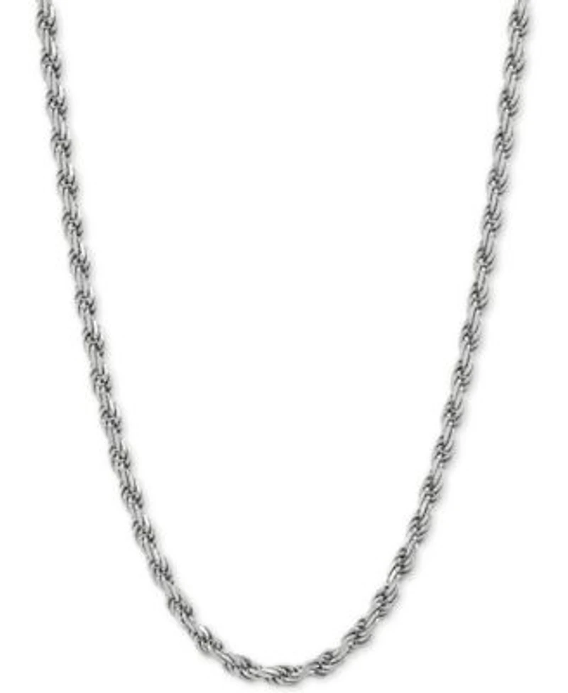 Rope Link Chain Necklace 18 24 In Sterling Silver Or 18k Gold Plated Sterling Silver 2 3 4mm