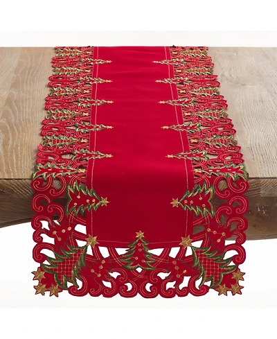 Saro Lifestyle Christmas Trees Holiday Table Runner, 16" x 68"