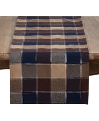 Saro Lifestyle Stitched Plaid Cotton Blend Table Runner