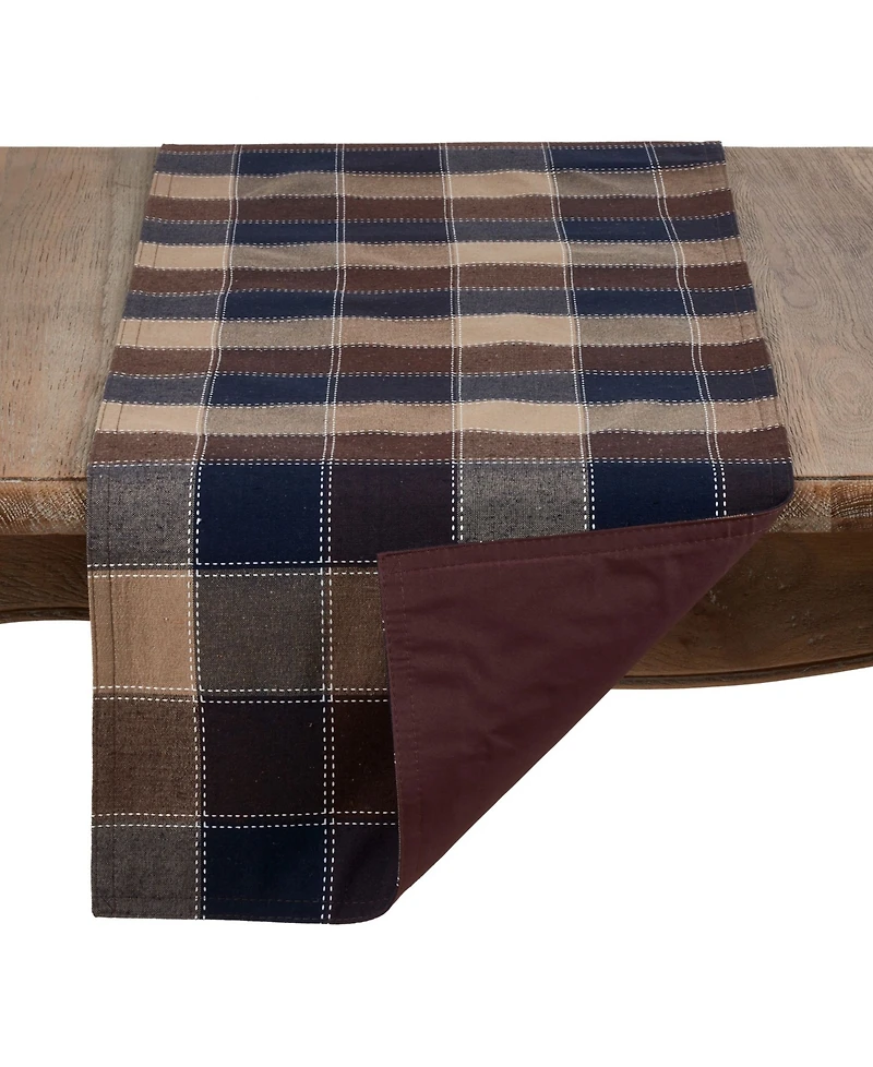 Saro Lifestyle Stitched Plaid Cotton Blend Table Runner