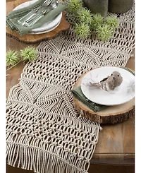 Saro Lifestyle Cotton Table Runner with Macrame Design