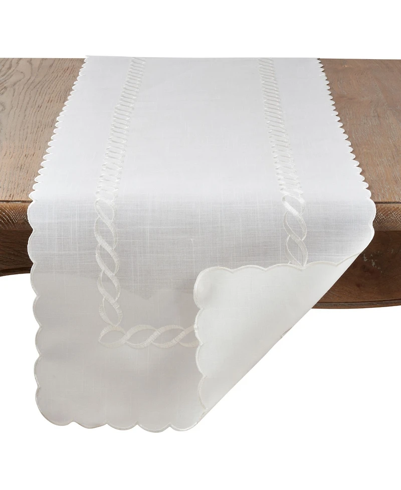 Saro Lifestyle Embroidered Runner with Braided Design