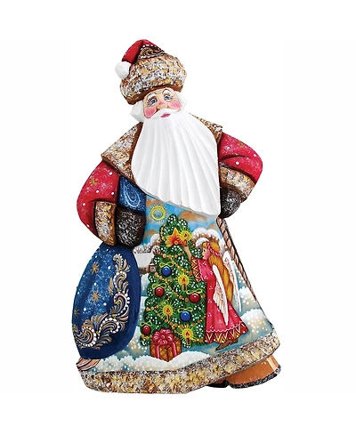 G.DeBrekht Woodcarved and Hand Painted Santa Tree and Angel Figurine