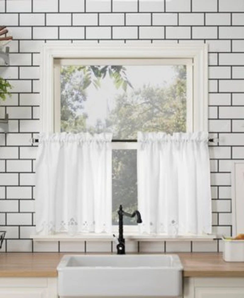 Mariela Battenburg Lace Trim Tier Valance Collection