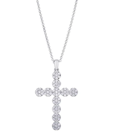 Cubic Zirconia Cross Pendant Necklace in Silver Plate