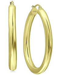 Giani Bernini Medium Polished Tube Hoop Earrings in 18k Gold-Plated Sterling Silver, 1.57", Created for Macy's