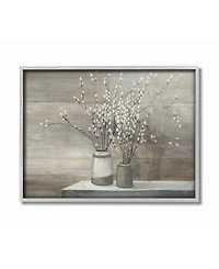 Stupell Industries Willow Still Life Gray Framed Texturized Art, 16" L x 20" H