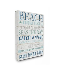Stupell Industries Beach Knowledge Blue Aqua and White Planked Look Sign, 16" L x 20" H