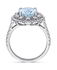Aquamarine (2 3/4 ct. t.w.) and Diamond (3/4 Halo Ring 14k White Gold
