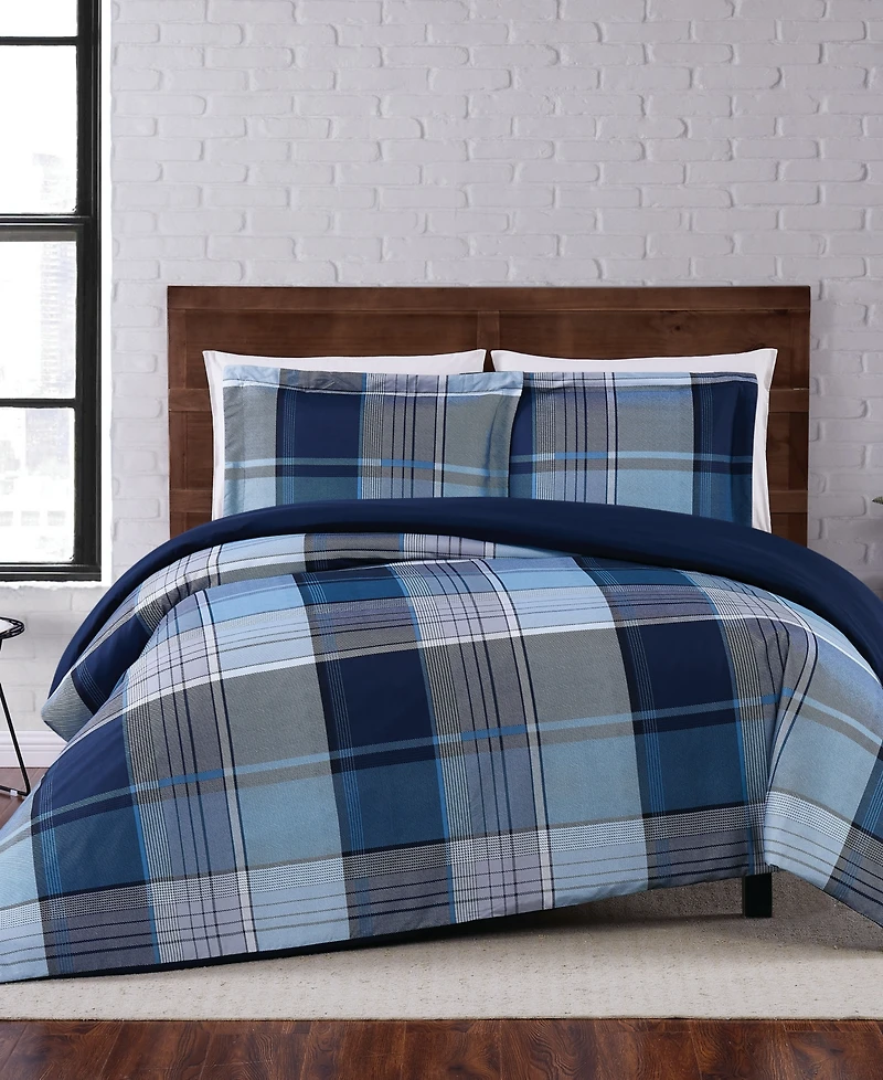 Truly Soft Trey Plaid 3-Pc. Duvet Cover Set, King