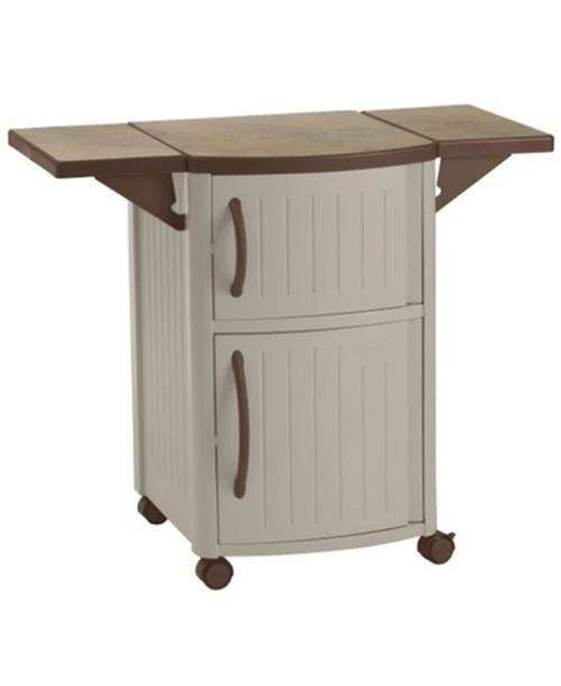 Suncast DCP2000 Portable Outdoor Patio Prep Serving Station Table and Cabinet