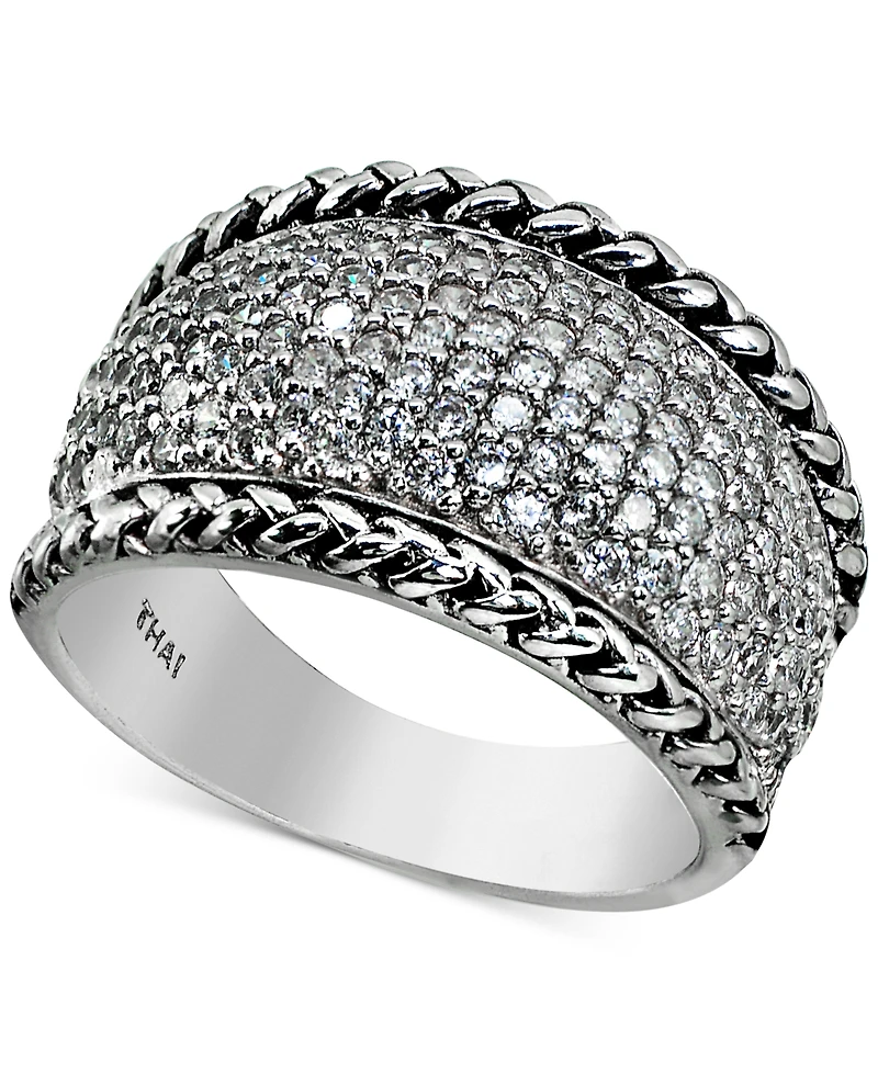Cubic Zirconia Pave Statement Ring in Sterling Silver