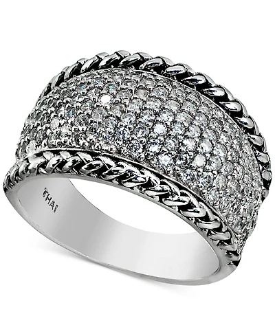 Cubic Zirconia Pave Statement Ring in Sterling Silver