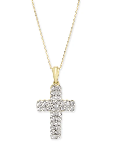 Diamond Cross 18" Pendant Necklace (1/4 ct. t.w.) in 14k Gold