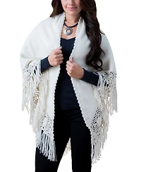 Simply Natural Women's Alpaca Triangle Shawl with Fringe