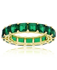 Princess Cut Cubic Zirconia Eternity Band 14k Yellow Gold Plated Sterling Silver
