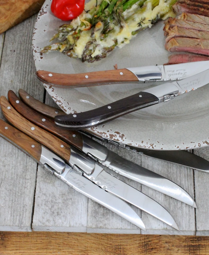 French Home Set of 6 Laguiole Connoisseur Assorted Wood Steak Knives