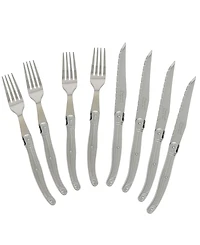 French Home Laguiole Stainless Steel Steak Knife and Fork Set, 8 Piece.
