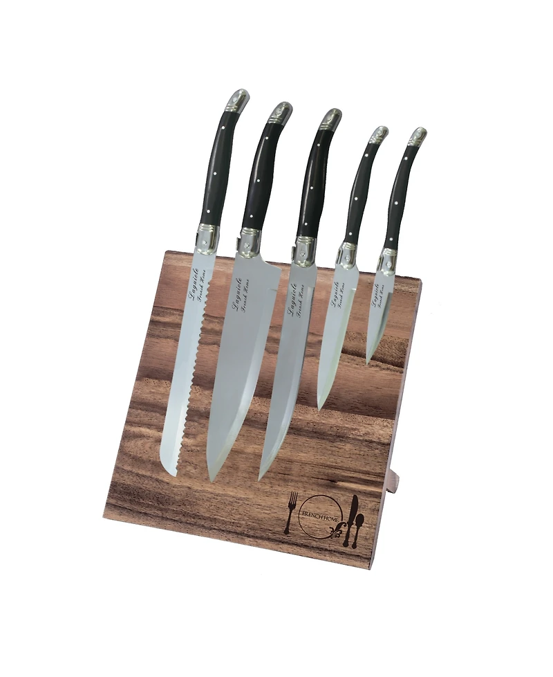 French Home Laguiole 5 Piece Kitchen Knife Set plus Magnetic Display.