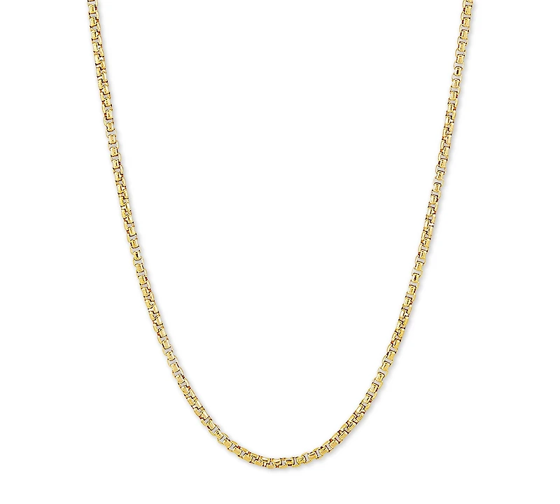 Rounded Box Link 18" Chain Necklace Sterling Silver or 18k Gold-Plated Over
