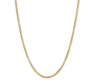 Rounded Box Link 18" Chain Necklace Sterling Silver or 18k Gold-Plated Over