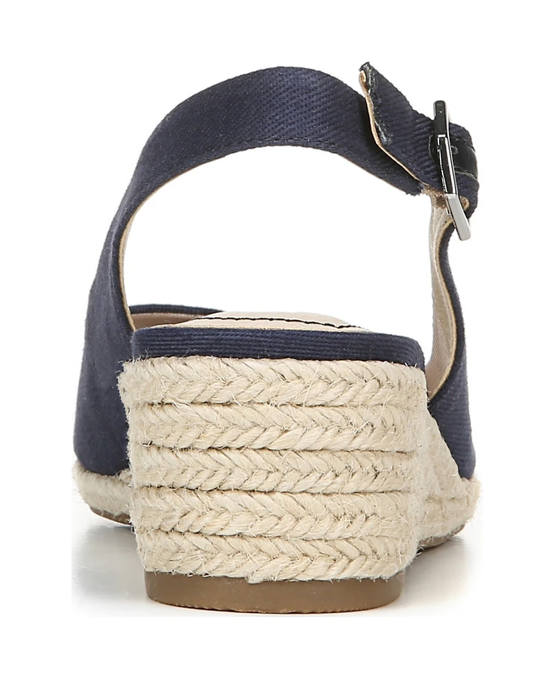 LifeStride Women's Socialite Peep Toe Slingback Espadrille Wedge Sandals