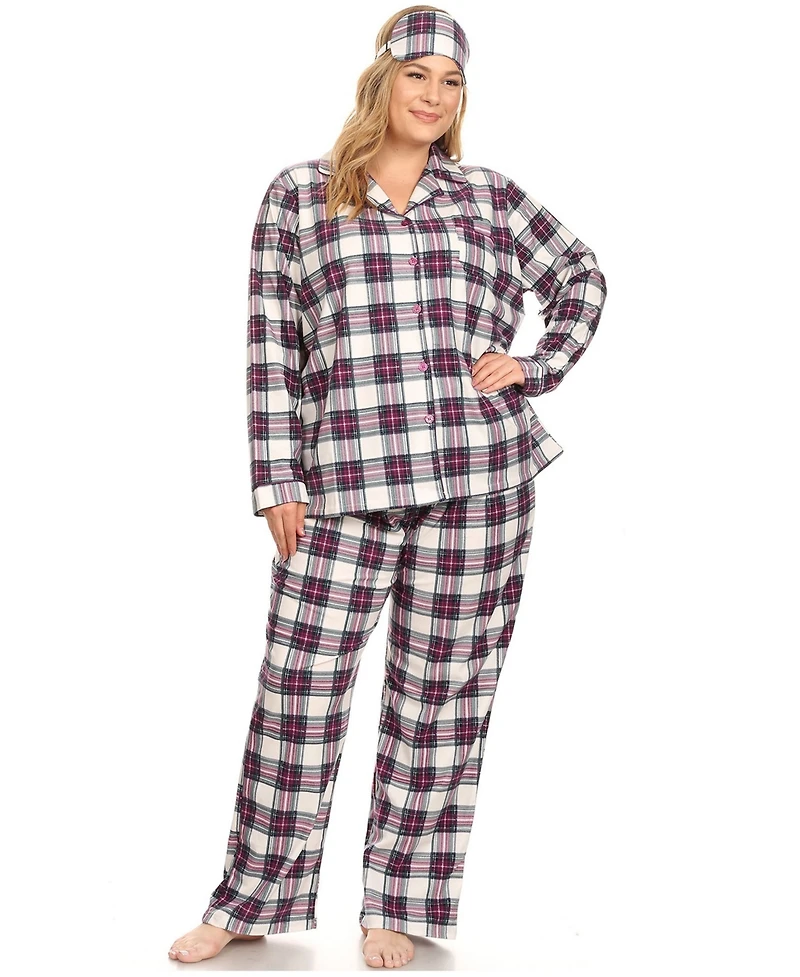 White Mark Plus 3-Piece Pajama Set