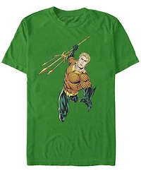 Fifth Sun Dc Men's Aquaman Trident Action Pose Short Sleeve T-Shirt