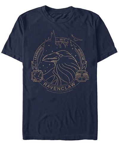 Fifth Sun Harry Potter Men's Ravenclaw Learning Wit Wisdom Line Art Short Sleeve T-Shirt